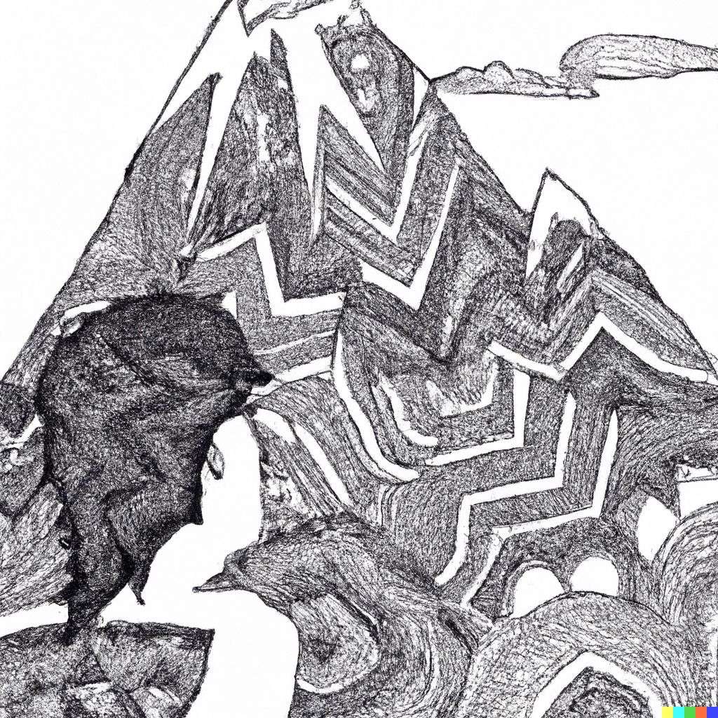 someone gazing at Mount Everest, zentangle drawing